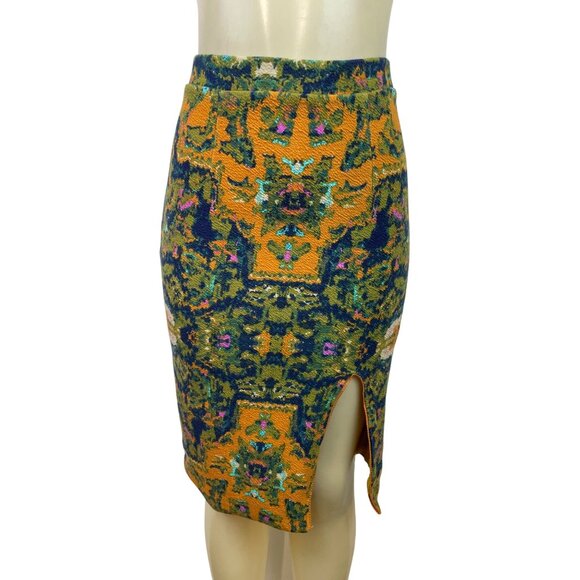 Chelsea & Theodore Women’s Knit Pencil Skirt Multicolor Abstract Pattern Sz S - Picture 1 of 6